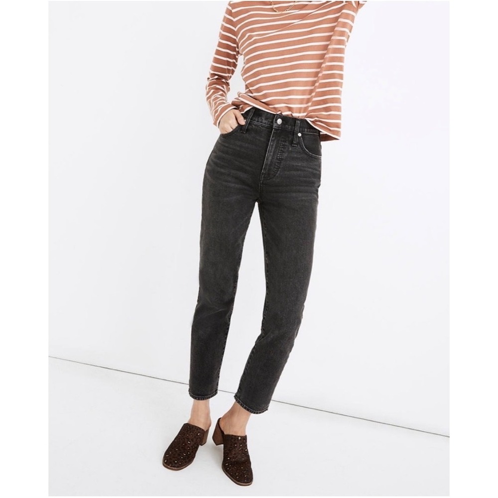 Madewell Perfect Vintage Straight Jeans 26 Black High Rise Stretch Denim Women's